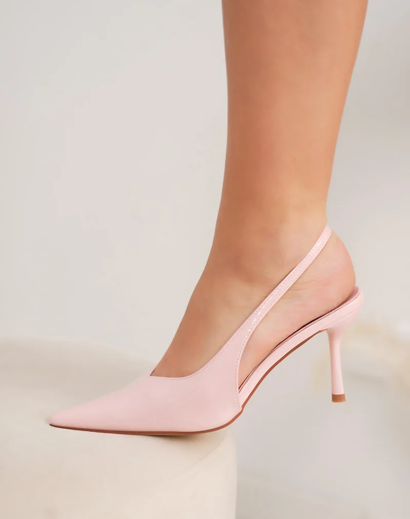 Escarpins femme rose pastel vernis élégants à bout pointu et talon aiguille